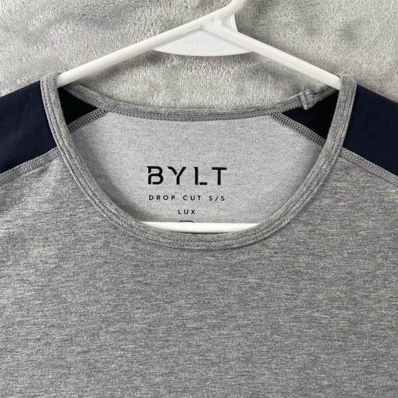 BYLT Basics T-Shirt men's Medium Drop Cut Lux Short Sleeve Blue Gray Colorblock - Picture 4 of 10